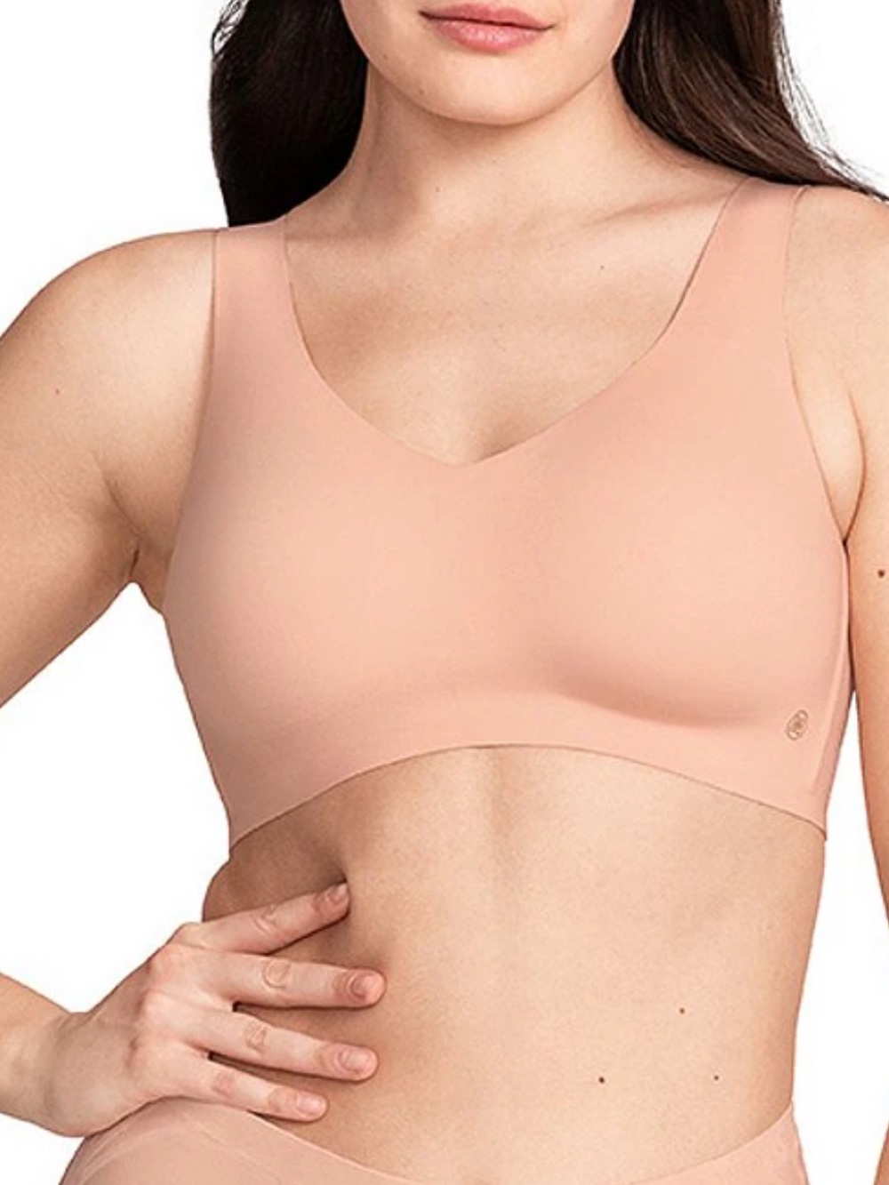 Honeylove Seamless V-Neck Wireless Bra in Blush Pink L